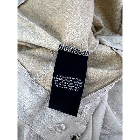 7 For All Mankind Pants Women's Size L Light Beige Faux Leather Wide Leg - Picture 10 of 11